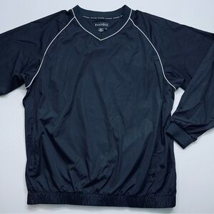 Footjoy Golf Windbreaker Jacket Mens XL Pullover Black Raglan Sleeve White Trim